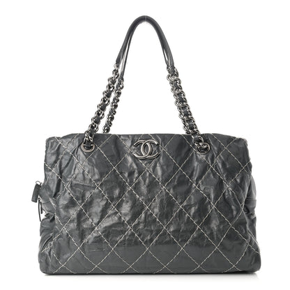 Chanel Glazed Goatskin Double Contrast Stitch Large Tote Grey 1 of 19