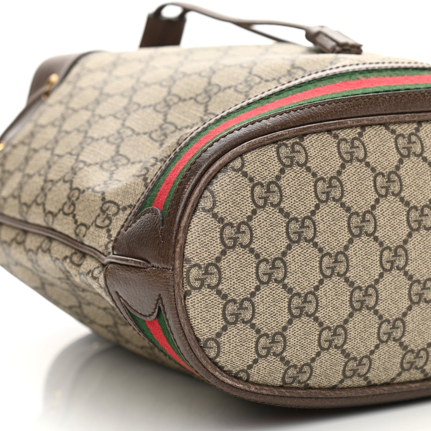 Gucci GG Supreme Monogram Web Ophidia Bucket Bag Brown 9 of 11