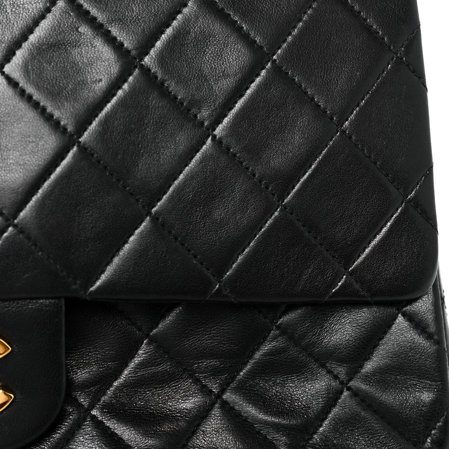 Lambskin Quilted Medium Double Flap Black