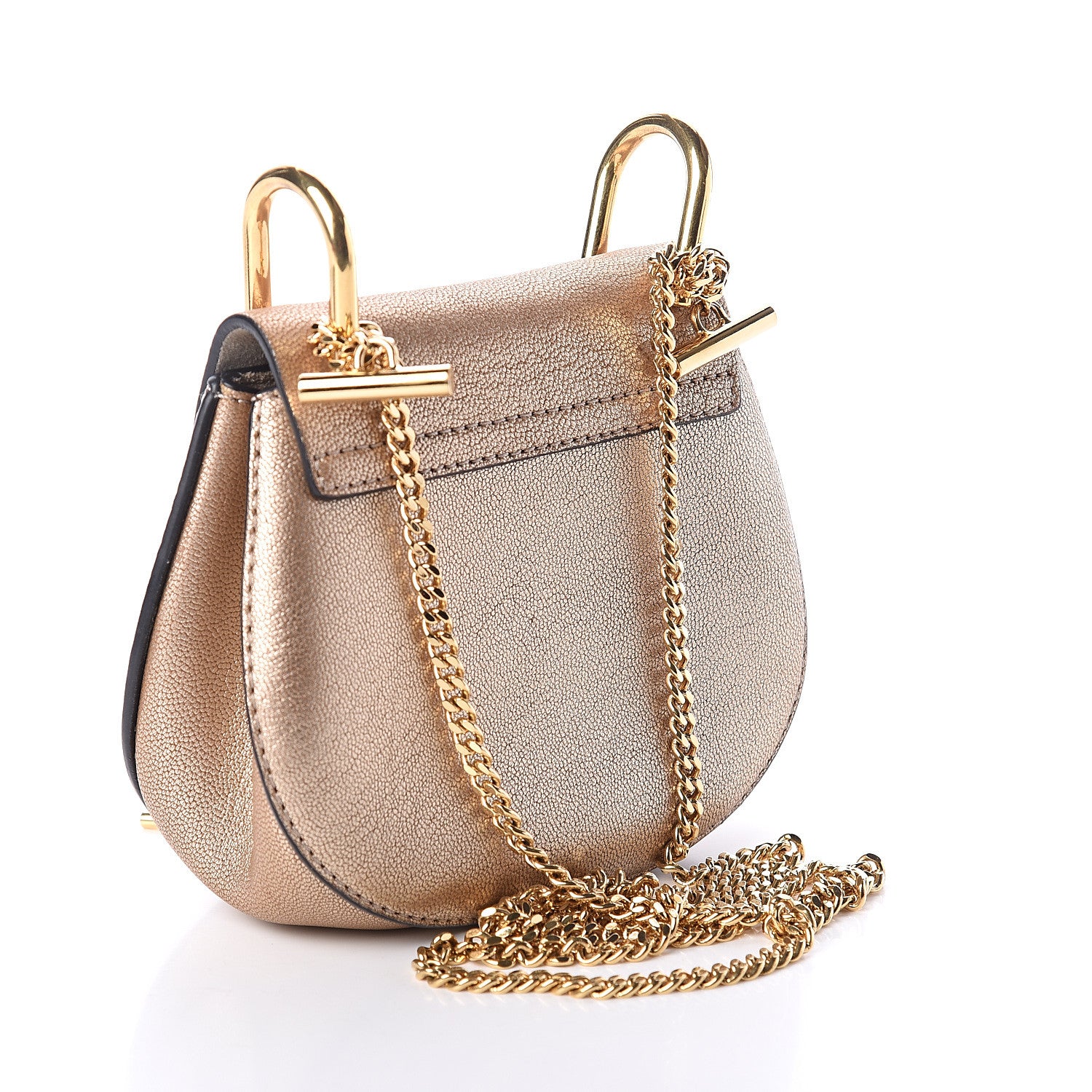 Chloe Metallic Goatskin Nano Drew Shoulder Bag Abstract Gold 2 of 7