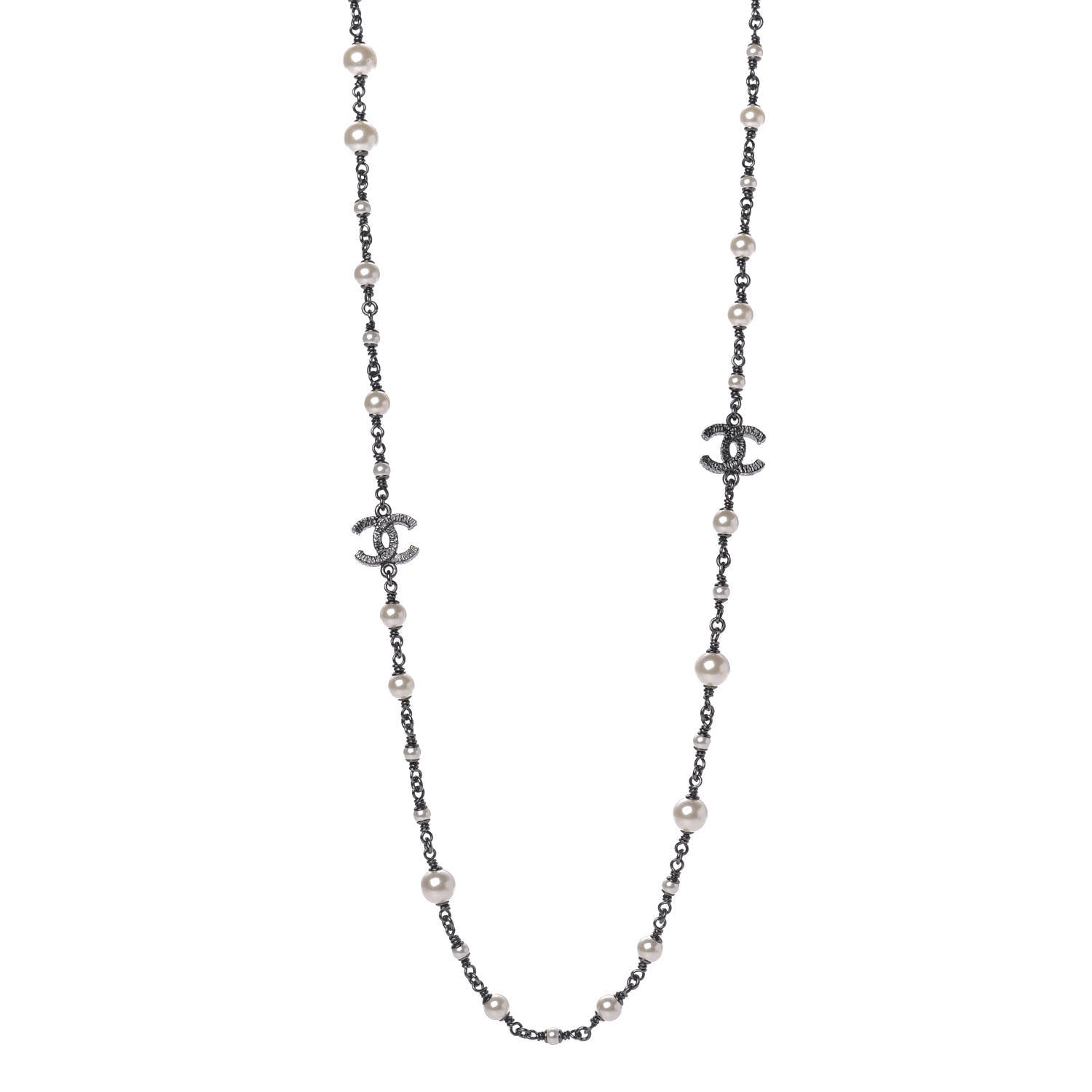 Chanel Ruthenium Pearl CC Long Necklace 1 of 8