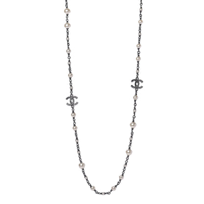 Chanel Ruthenium Pearl CC Long Necklace 1 of 8