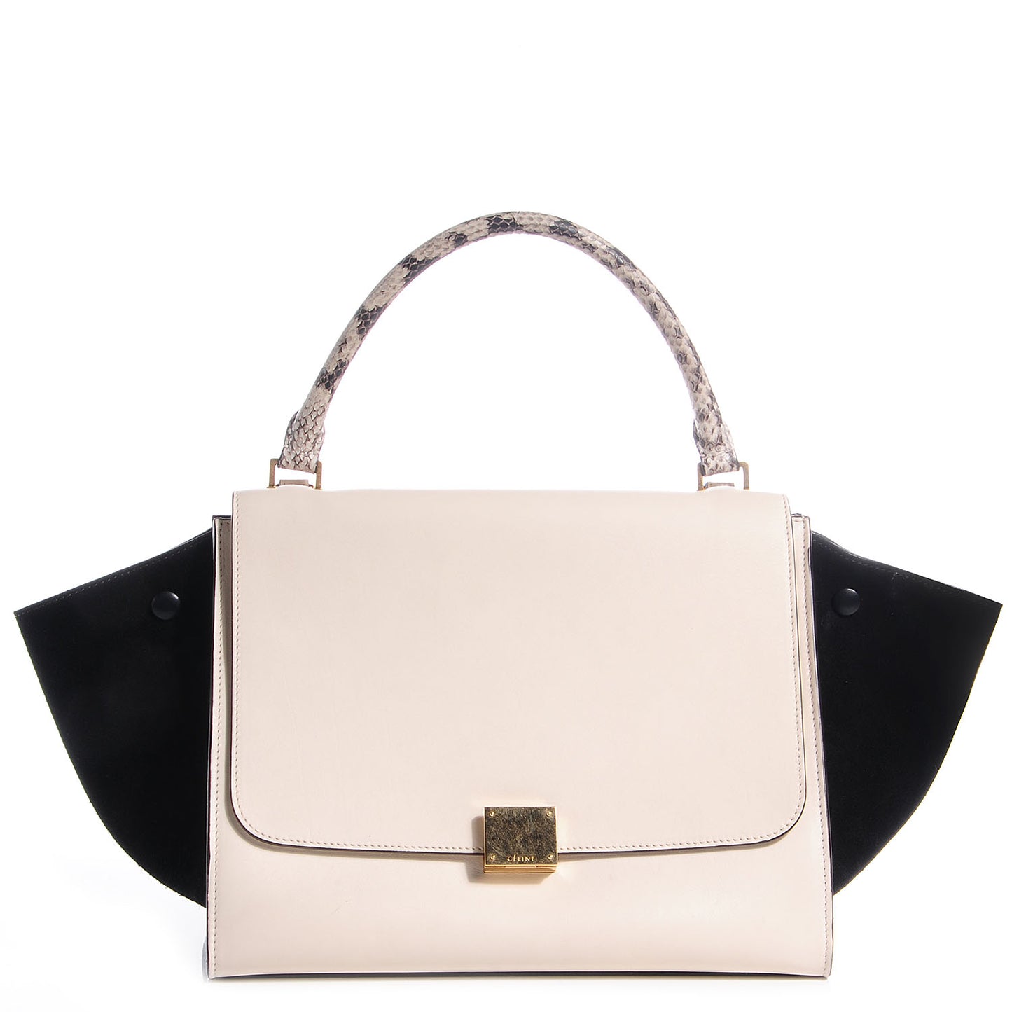 Calfskin Suede Whipsnake Medium Trapeze Black White