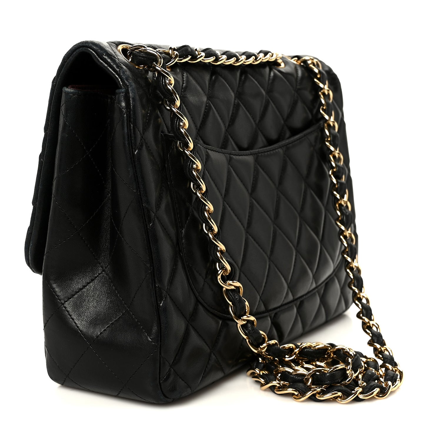 Lambskin Quilted Jumbo Single Flap Black