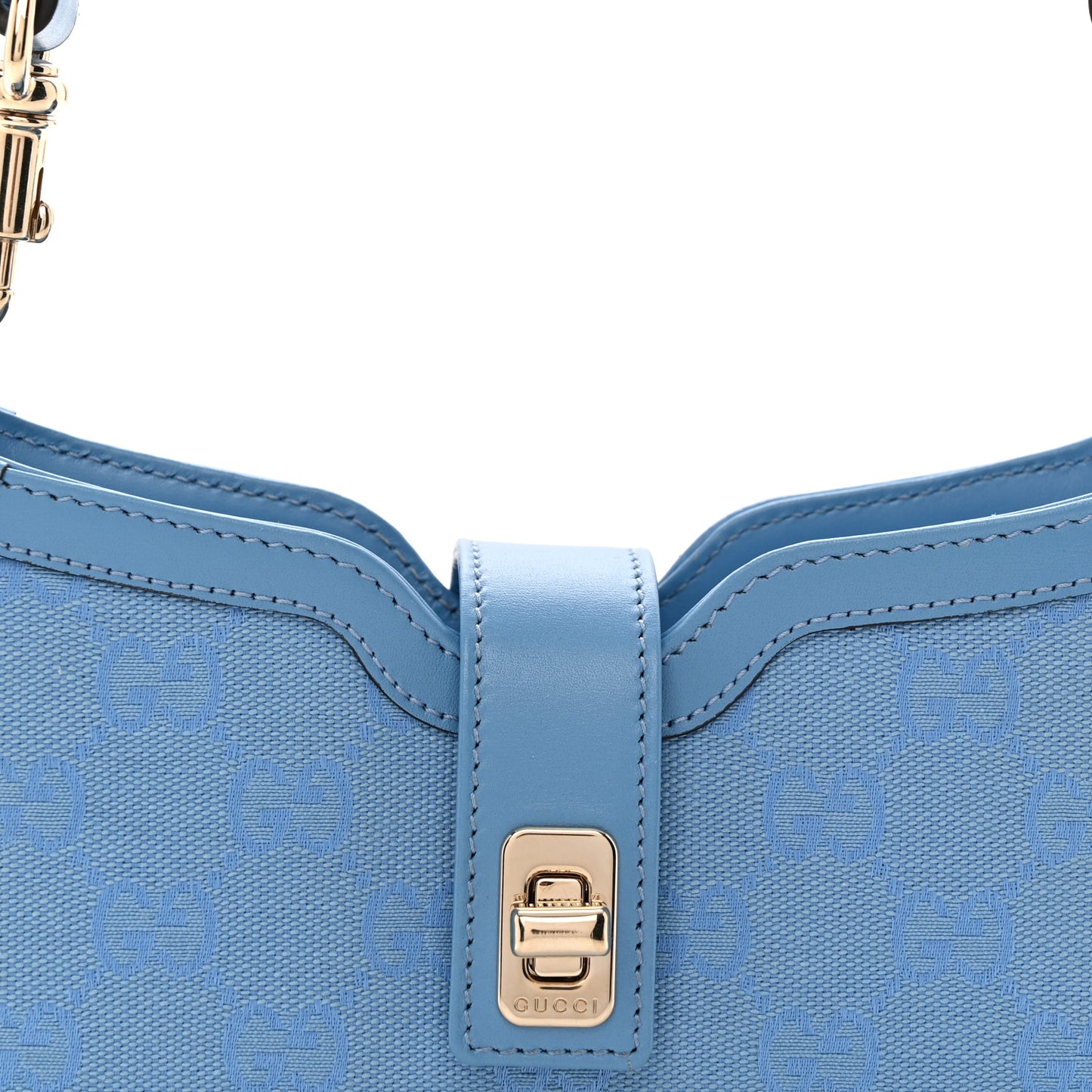 Calfskin Monogram Mini Moon Side Shoulder Bag Blue