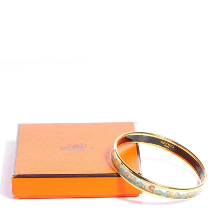 Hermes Enamel Printed Lions Dans La Savane Narrow Bracelet 70 6 of 6