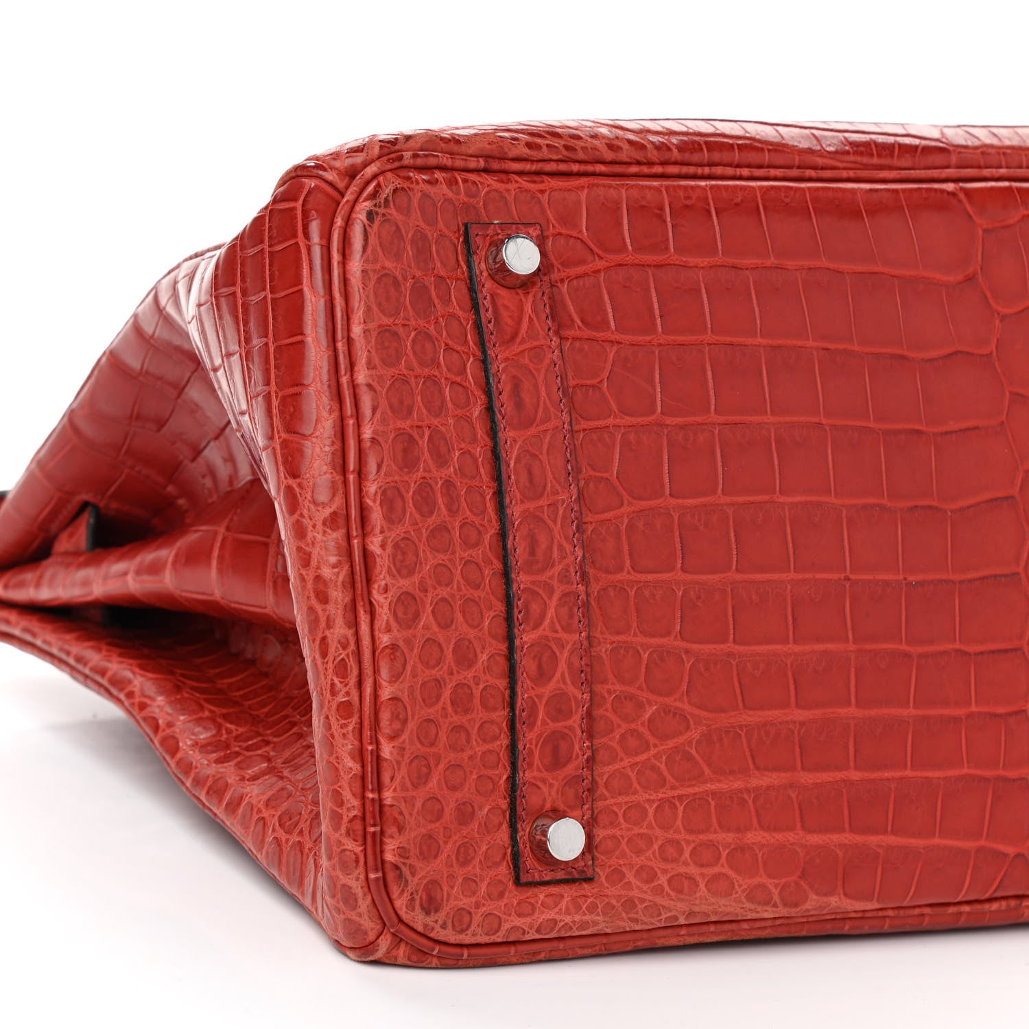 Hermes Matte Porosus Crocodile Birkin 30 Rouge H 9 of 17