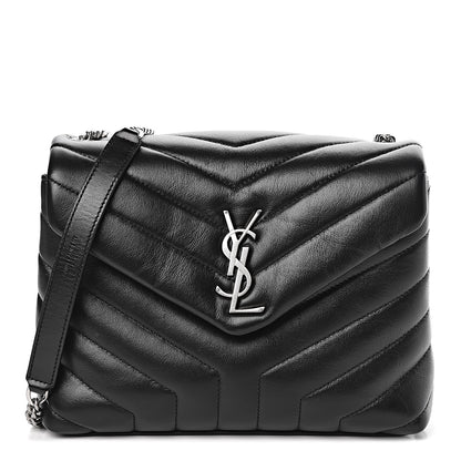 Saint Laurent Calfskin Y Quilted Monogram Small Loulou Chain Satchel Black 2 of 10
