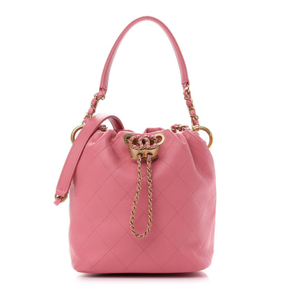 Chanel Lambskin Quilted Antique Signs Drawstring Bag Pink 1 of 9