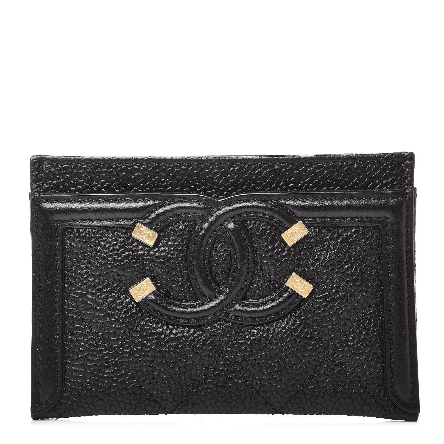 Chanel Caviar Quilted Filigree Card Holder Black 1 of 9