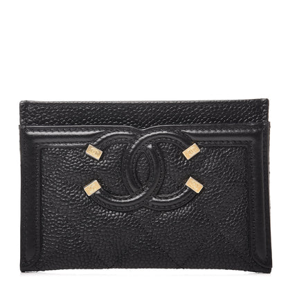 Chanel Caviar Quilted Filigree Card Holder Black 1 of 9