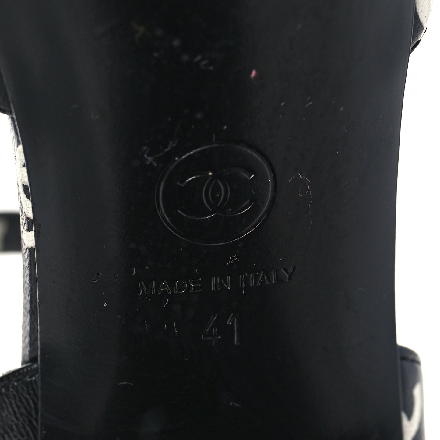 Printed Lambskin CC Platform Sandals 41 Black White