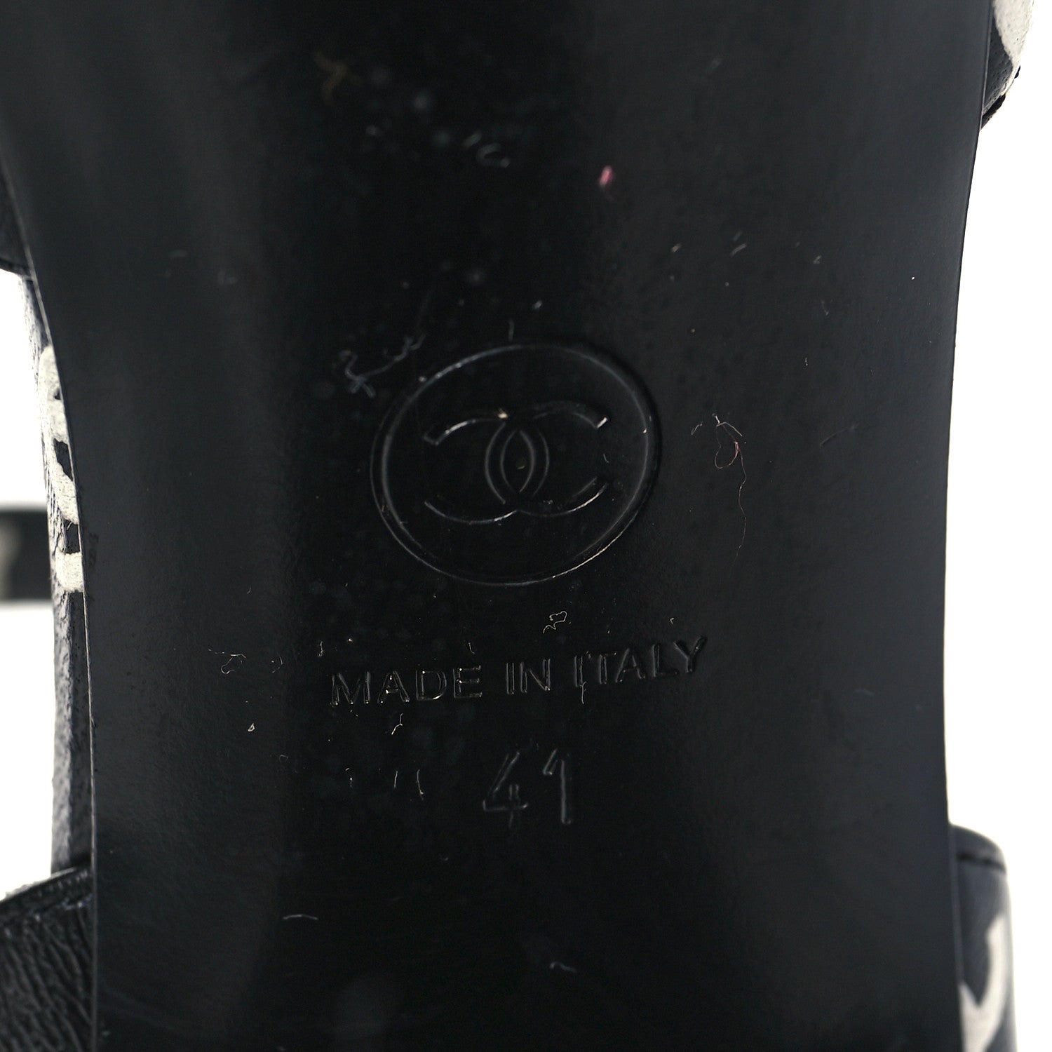 Chanel Printed Lambskin CC Platform Sandals 41 Black White 13 of 16