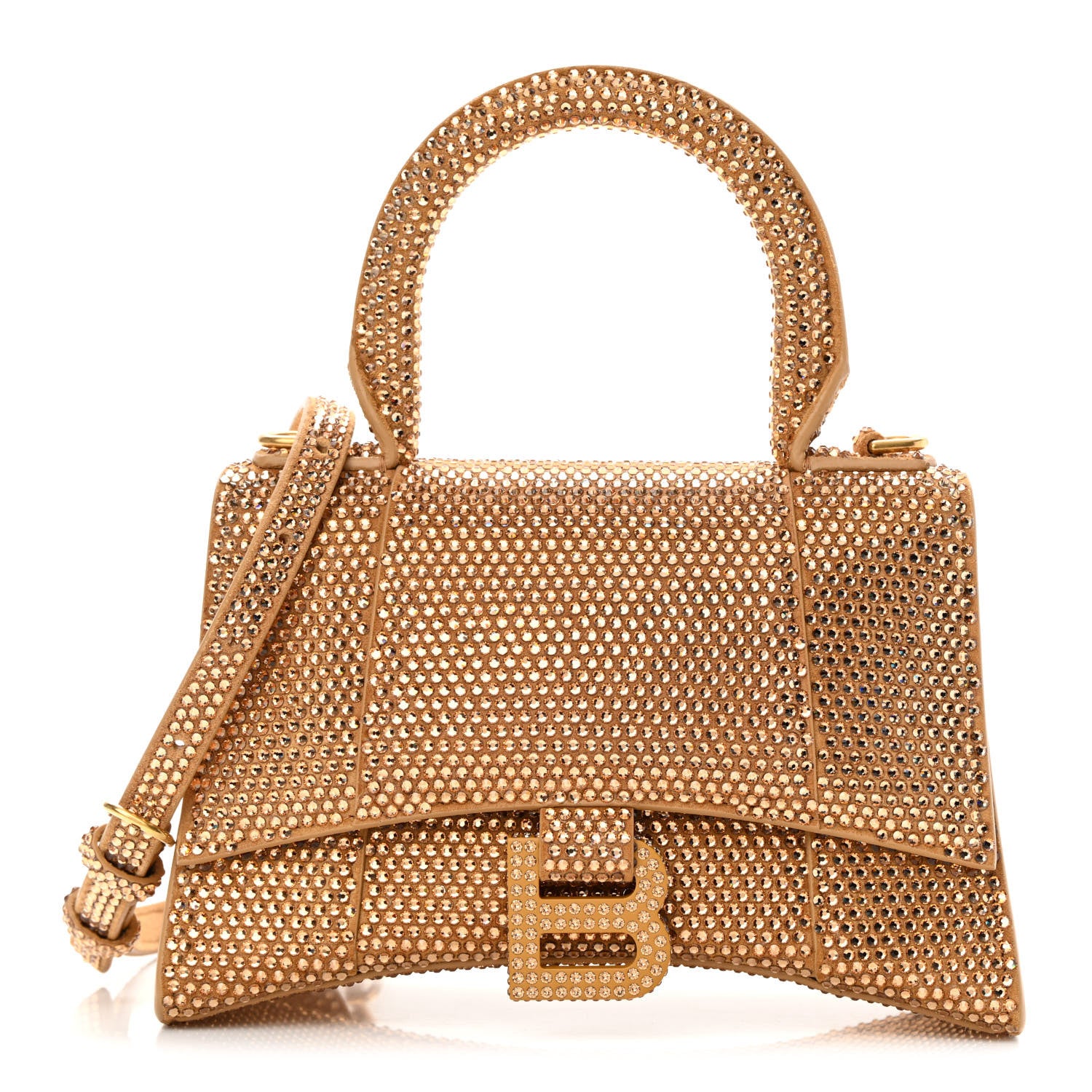 Balenciaga Strass Suede Hourglass Top Handle Bag XS Gold 1 of 13
