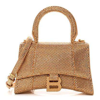 Balenciaga Strass Suede Hourglass Top Handle Bag XS Gold 1 of 13