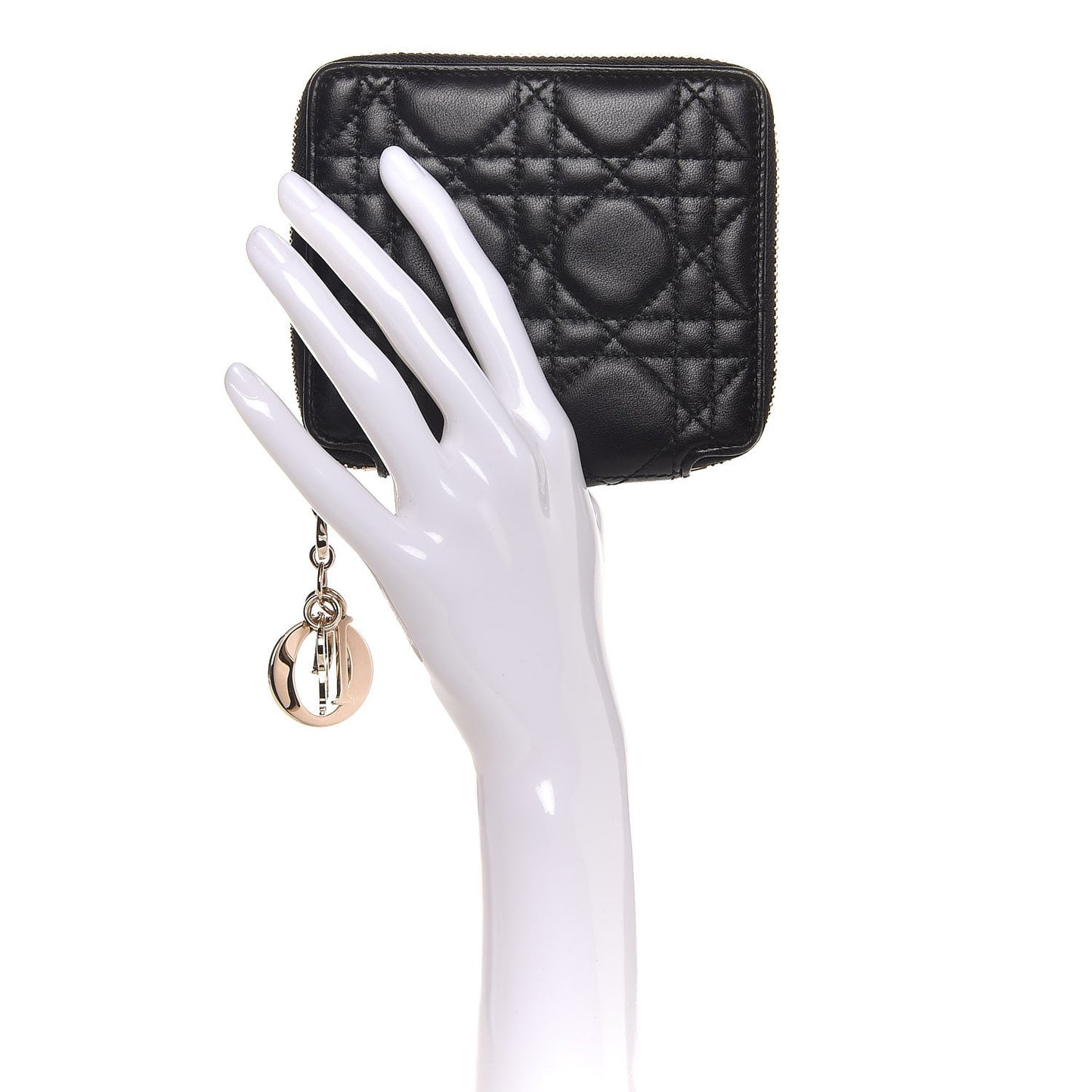 Lambskin Cannage Lady Dior Medium Wallet Black