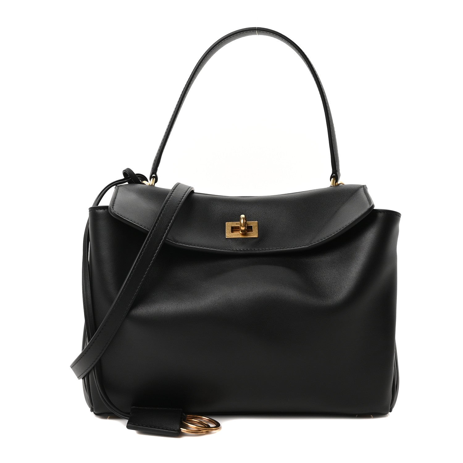 Balenciaga Natural Smooth Calfskin Small Rodeo Top Handle Handbag Black 1 of 10