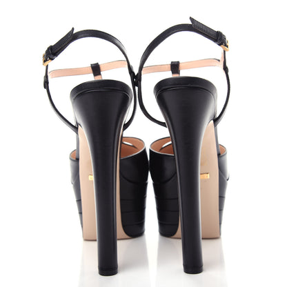 Gucci Malaga Kid Angel T-Strap Platform High Heel Pumps 39 Black 7 of 10
