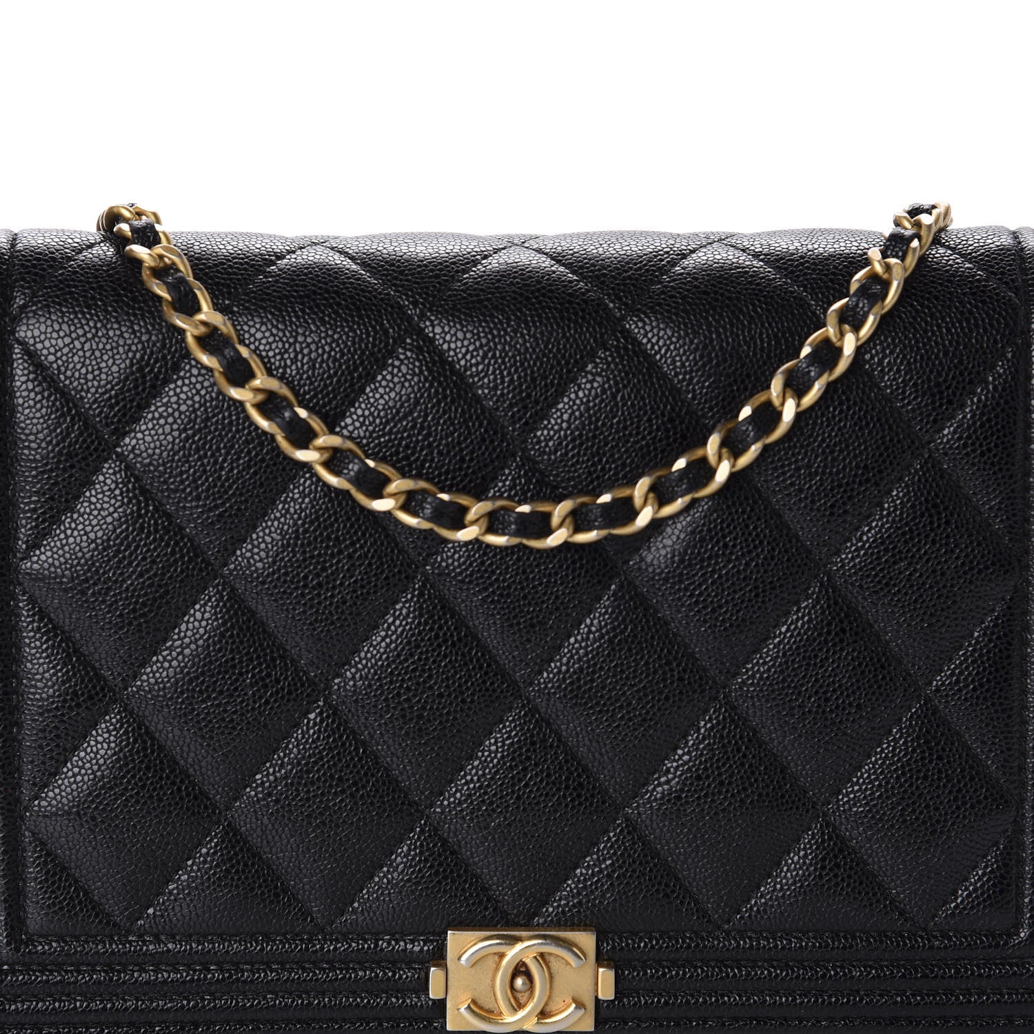 Chanel Caviar Quilted Boy Wallet On Chain WOC Black 13 of 13
