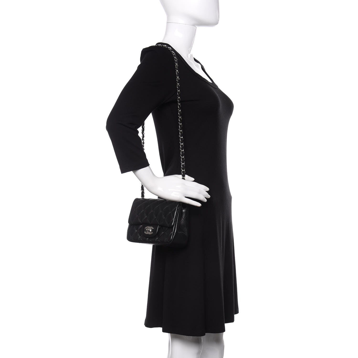 Chanel Lambskin Quilted Mini Square Flap Black 2 of 11