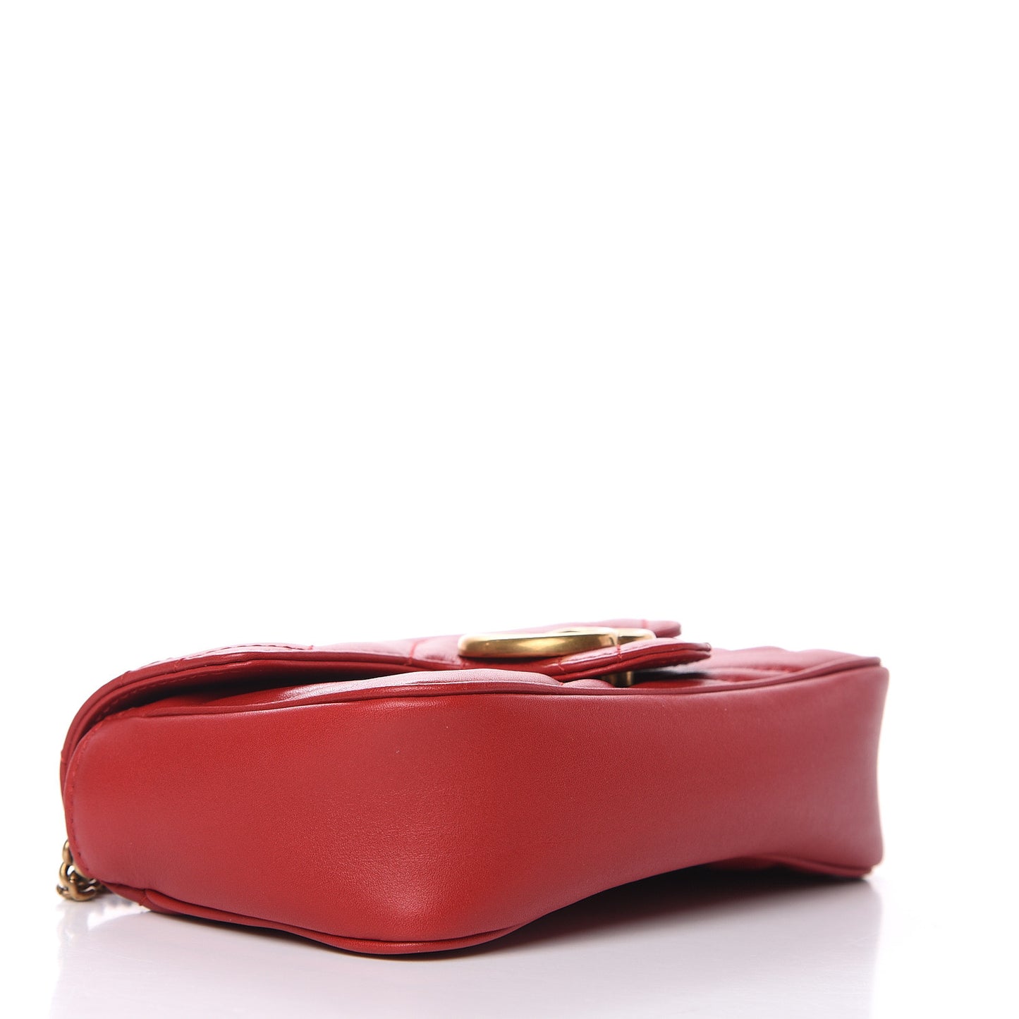 Calfskin Matelasse Super Mini GG Marmont Shoulder Bag Hibiscus Red