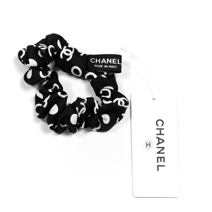 Chanel Silk CC Twilly Hair Tie Black White 6 of 6