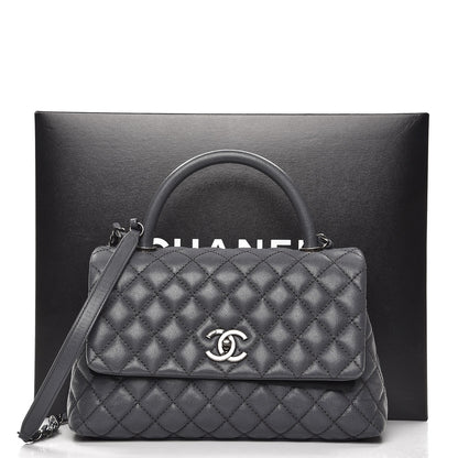Chanel Caviar Quilted Small Coco Handle Flap Grey 9 of 9