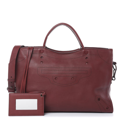 Balenciaga Veau Soyeux Perforated Blackout Hardware City Rouge Bordeaux 1 of 12