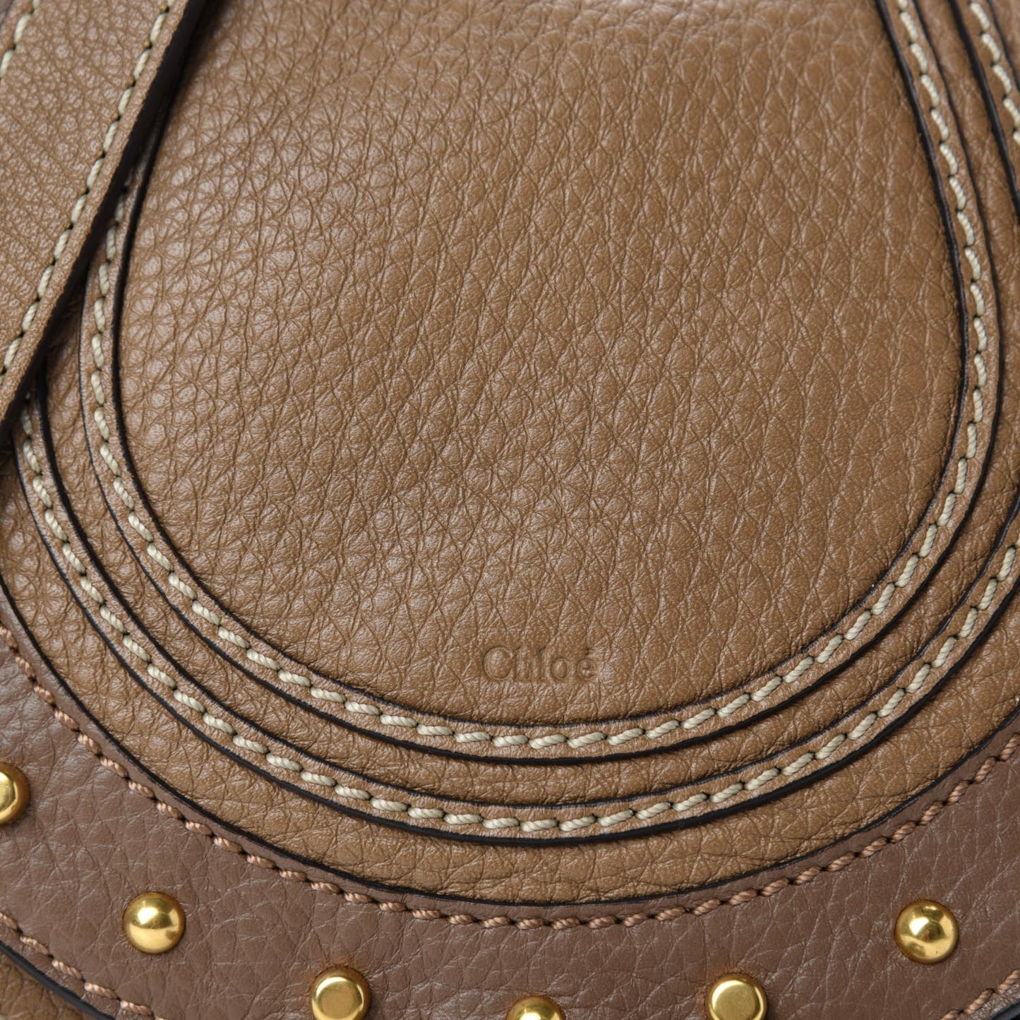 Calfskin Studded Mini Marcie Round Crossbody Bag Nut