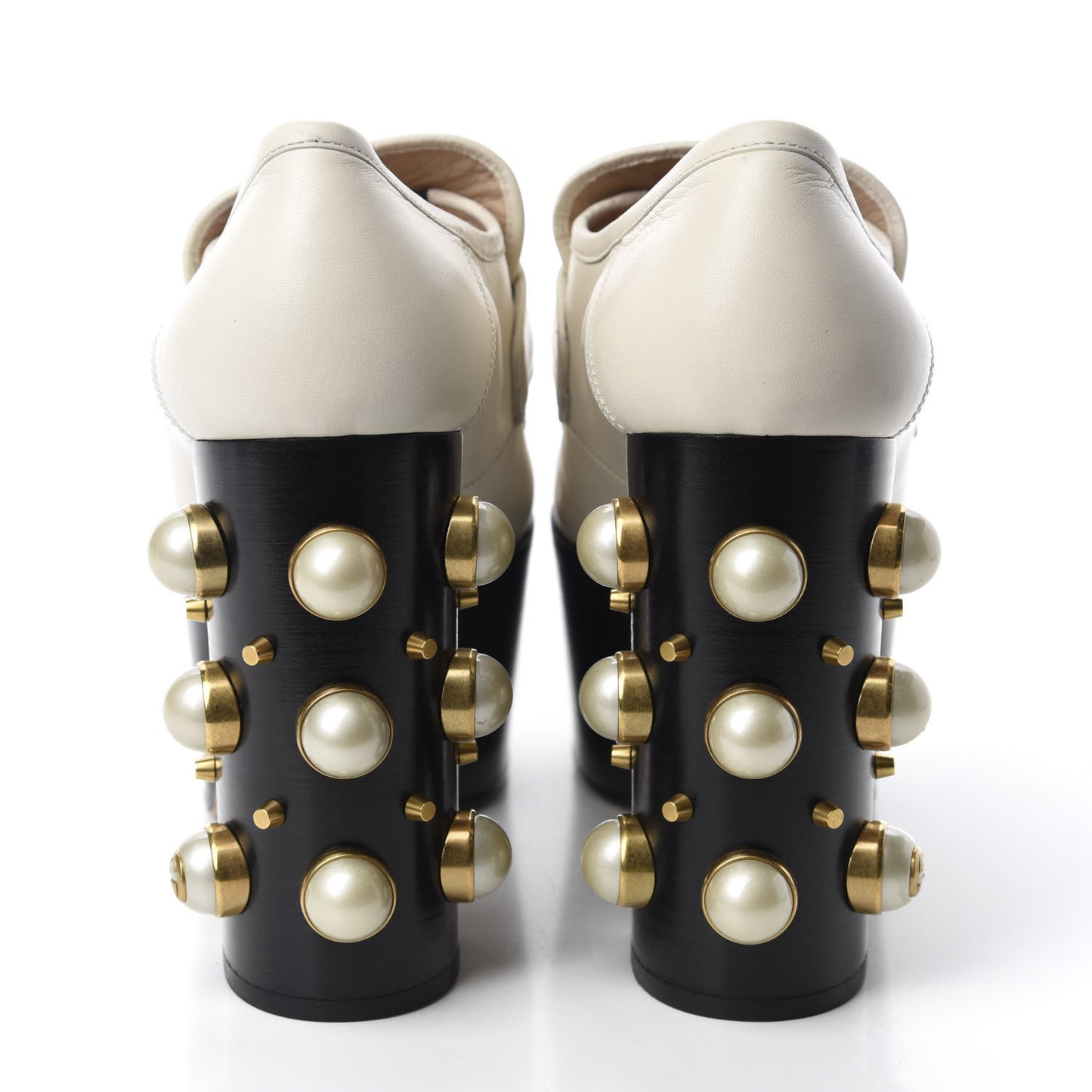 Malaga Kid Pearl Studded Vegas Platform Loafers 39 Mystic White