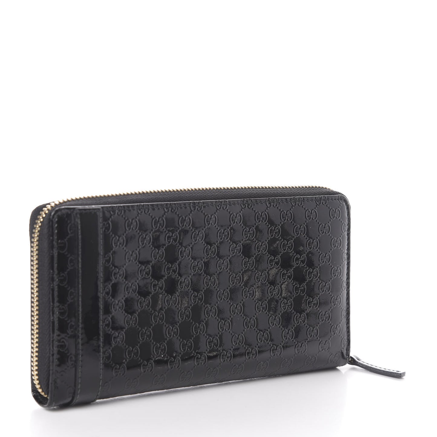 Patent Microguccissima Nice Zip Around Wallet Black