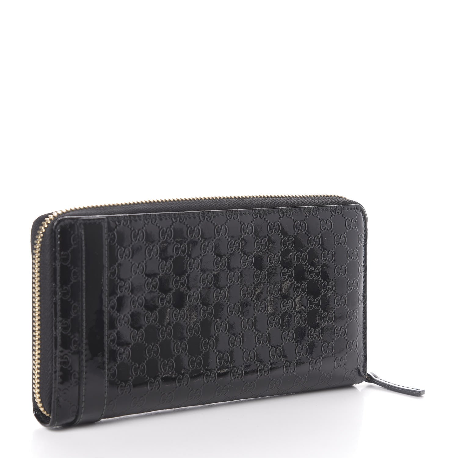 Gucci Patent Microguccissima Nice Zip Around Wallet Black 3 of 6