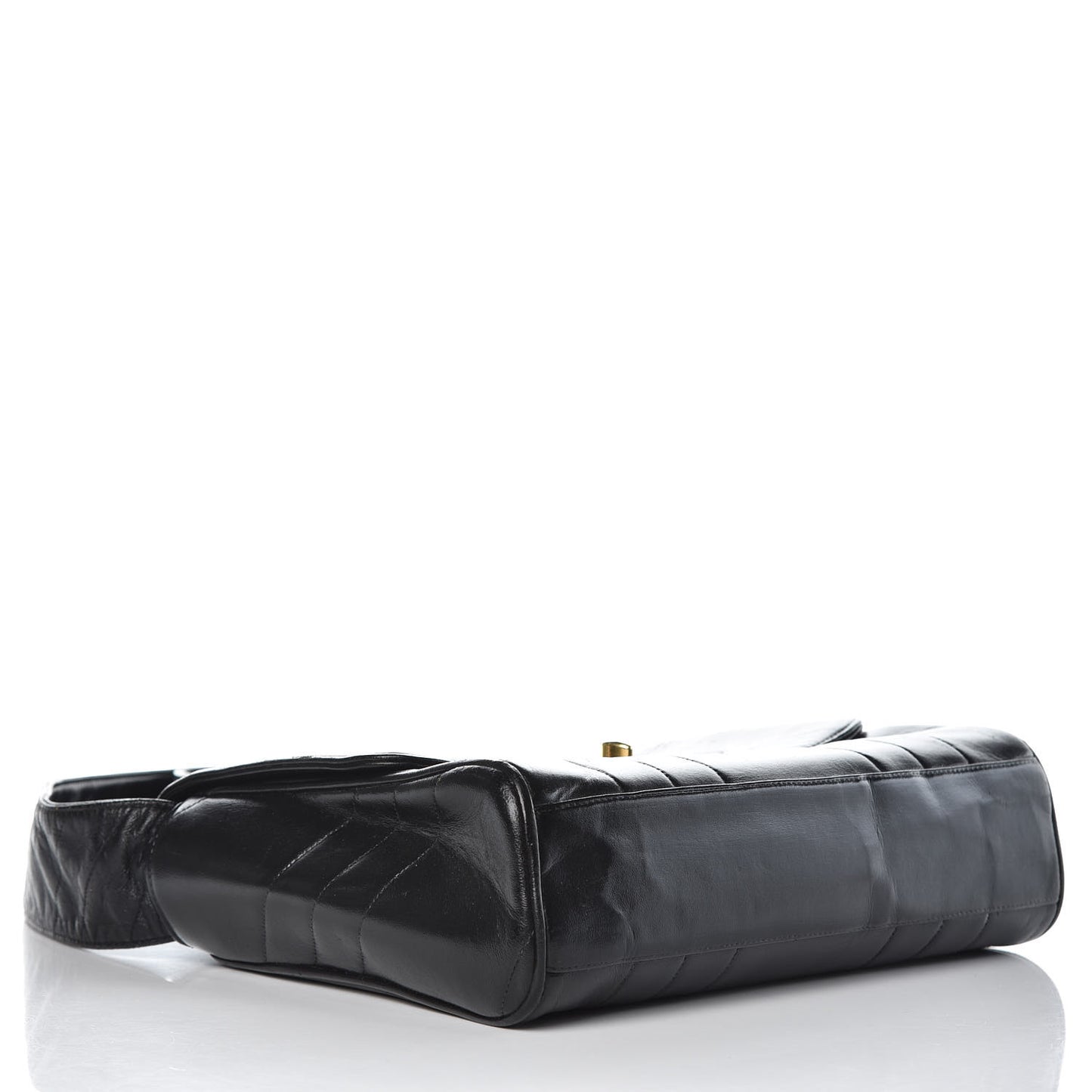 Lambskin Vertical Quilted CC Flap Shoulder Bag Black