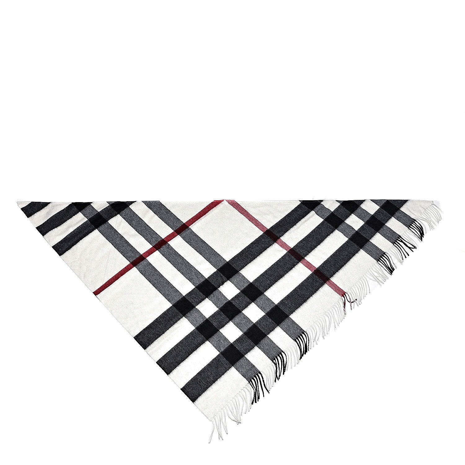 Burberry Cashmere Half Mega Check Bandana Scarf Natural White 1 of 3