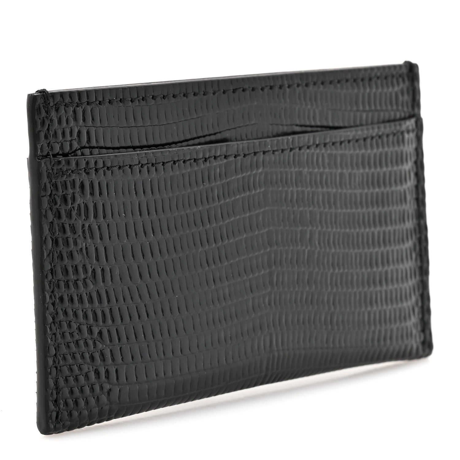 Chanel Calfskin Lizard Embossed Card Holder Black 3 of 8