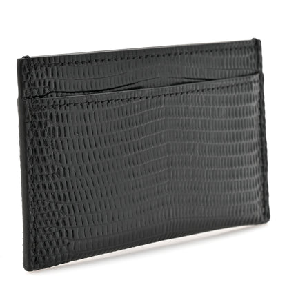 Chanel Calfskin Lizard Embossed Card Holder Black 3 of 8