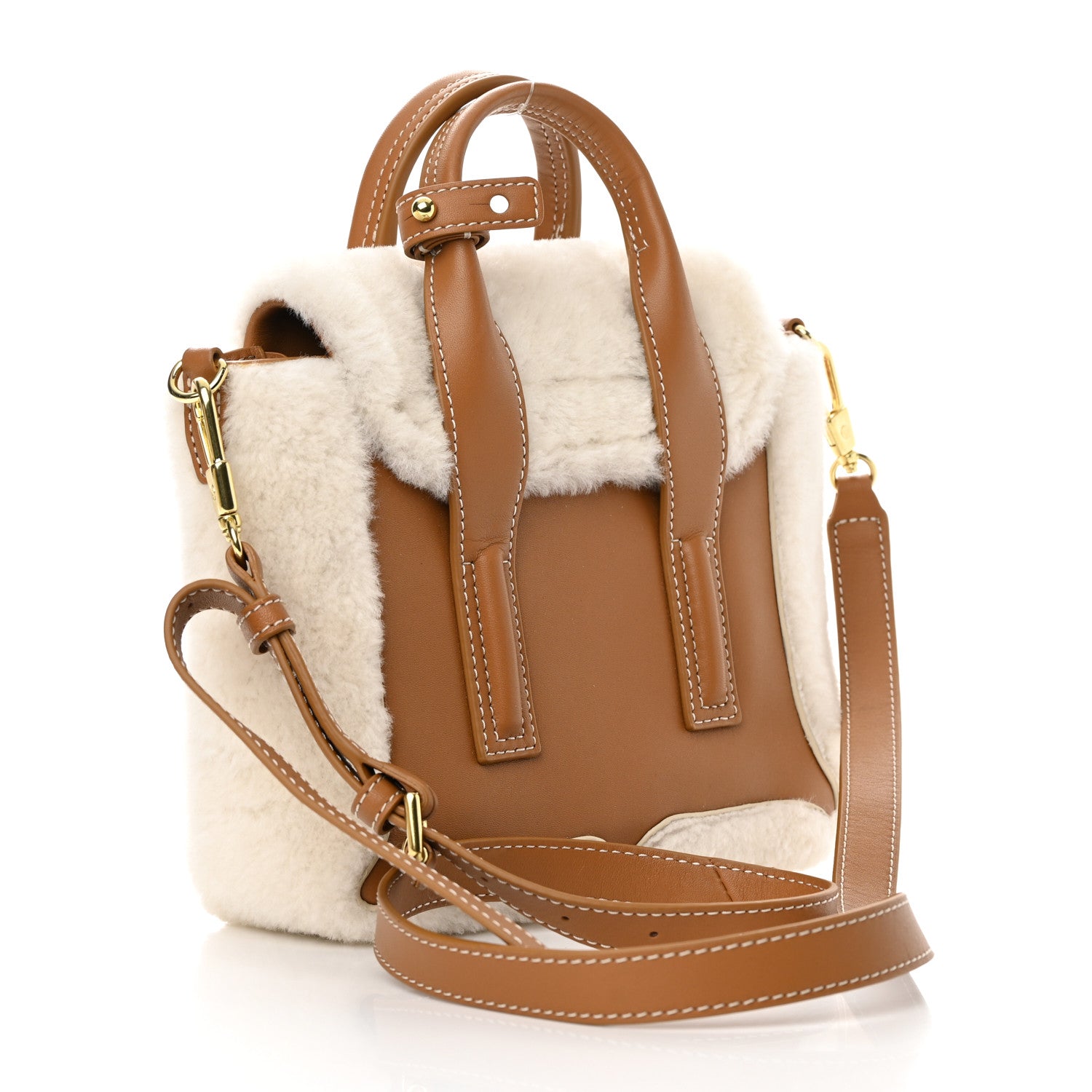 3.1 Phillip Lim Calfskin Shearling Mini Pashli Satchel Brown 3 of 13