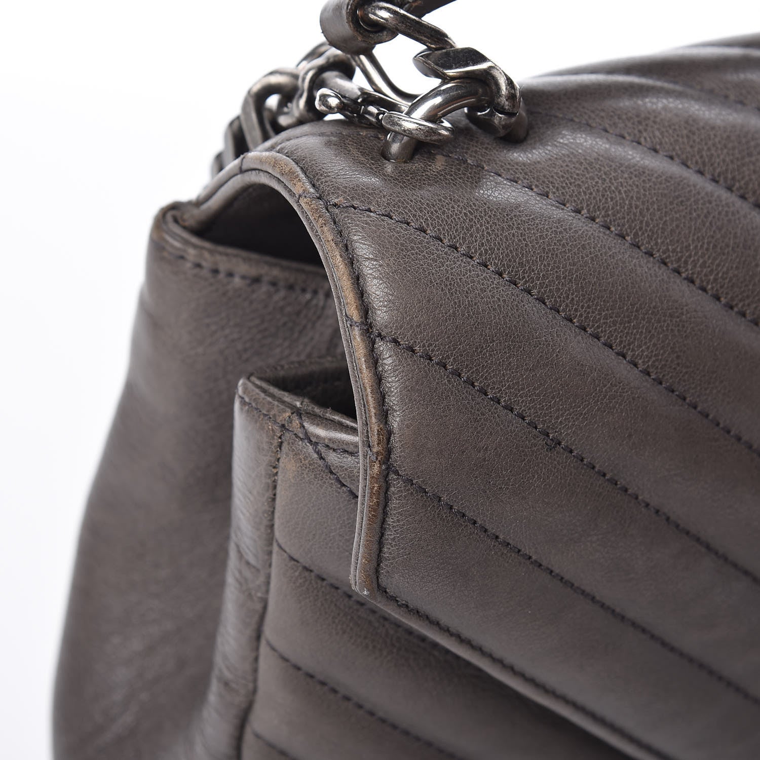Saint Laurent Sheepskin Matelasse Chevron Monogram Medium College Bag Dark Anthracite 12 of 19