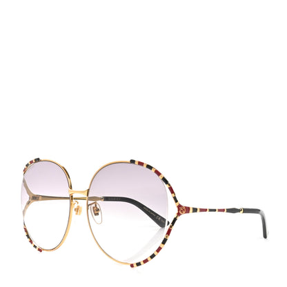 Gucci Metal Round Frame GG0595S Sunglasses Gold Black Red 1 of 7