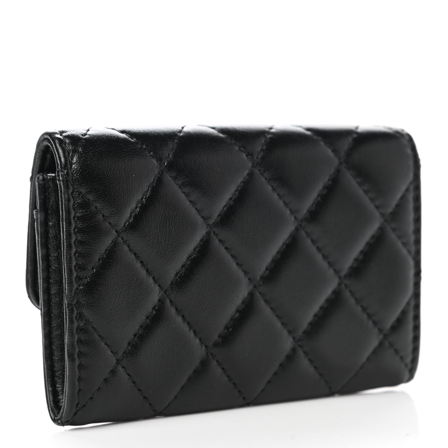 Chanel Lambskin Quilted Flap Card Holder Wallet Black 3 of 10