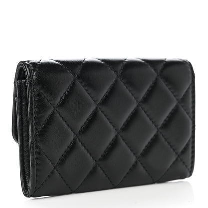 Chanel Lambskin Quilted Flap Card Holder Wallet Black 3 of 10