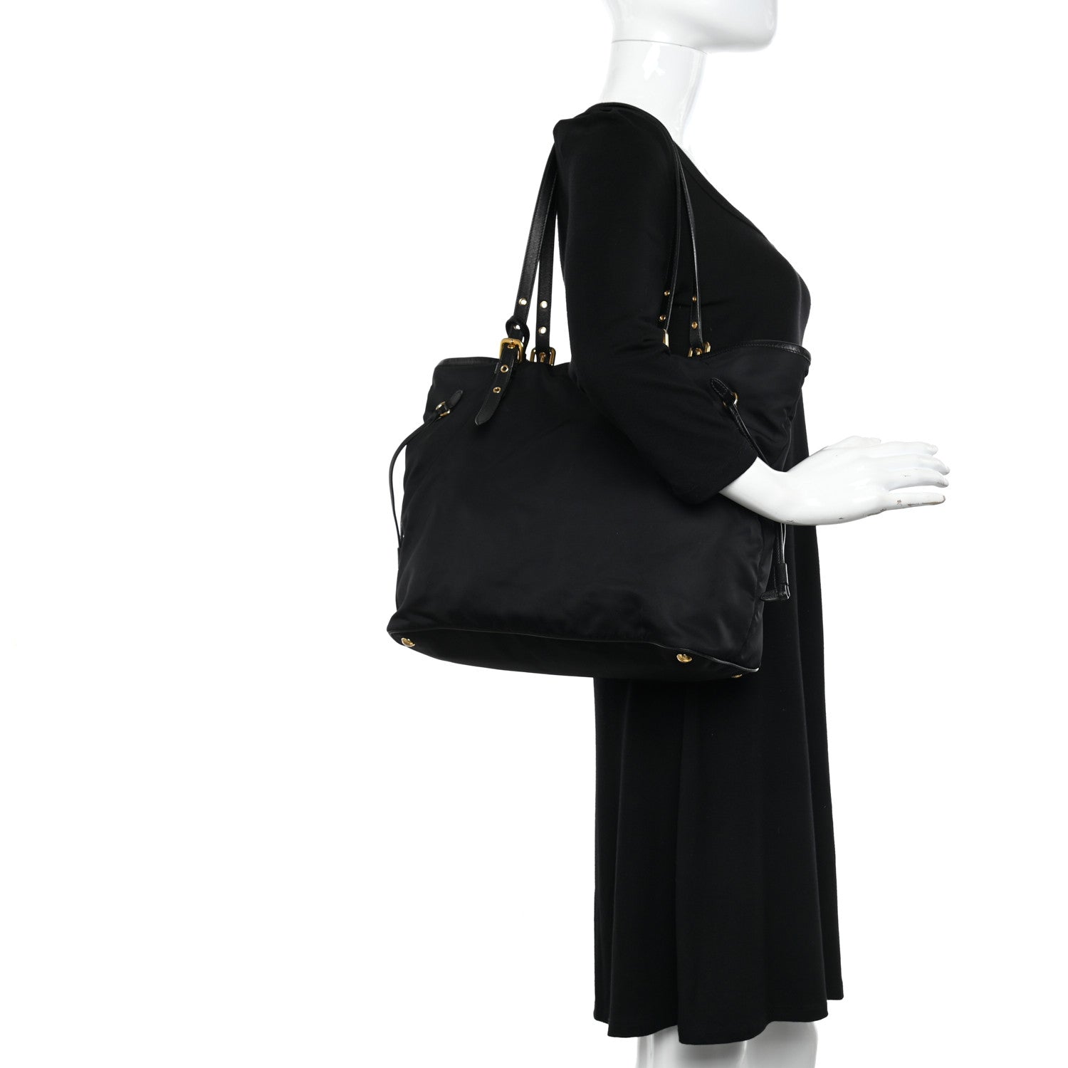 Prada Saffiano Tessuto Nylon Tote Black 2 of 11