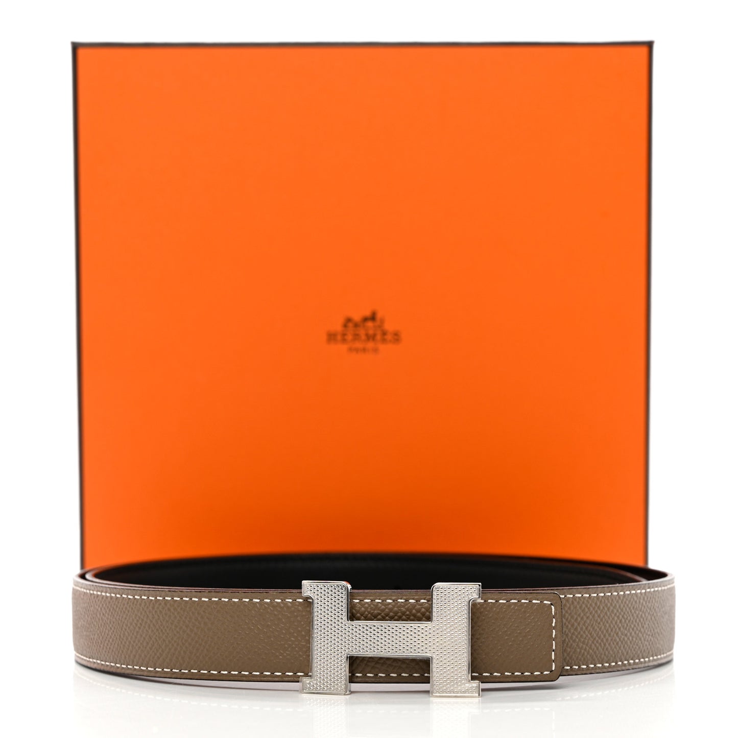 Epsom Swift 24mm Mini Constance Guilloche H Belt 85 Etoupe Black