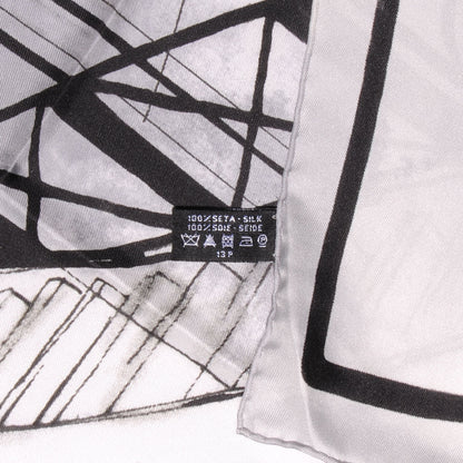Chanel Silk Rue Cambon Staircase CC Square Scarf Black White 5 of 5
