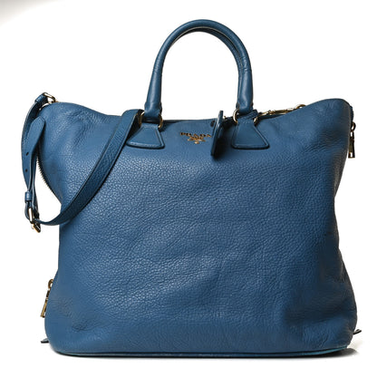 Prada Vitello Daino Side Zip Tote Cobalto 1 of 18