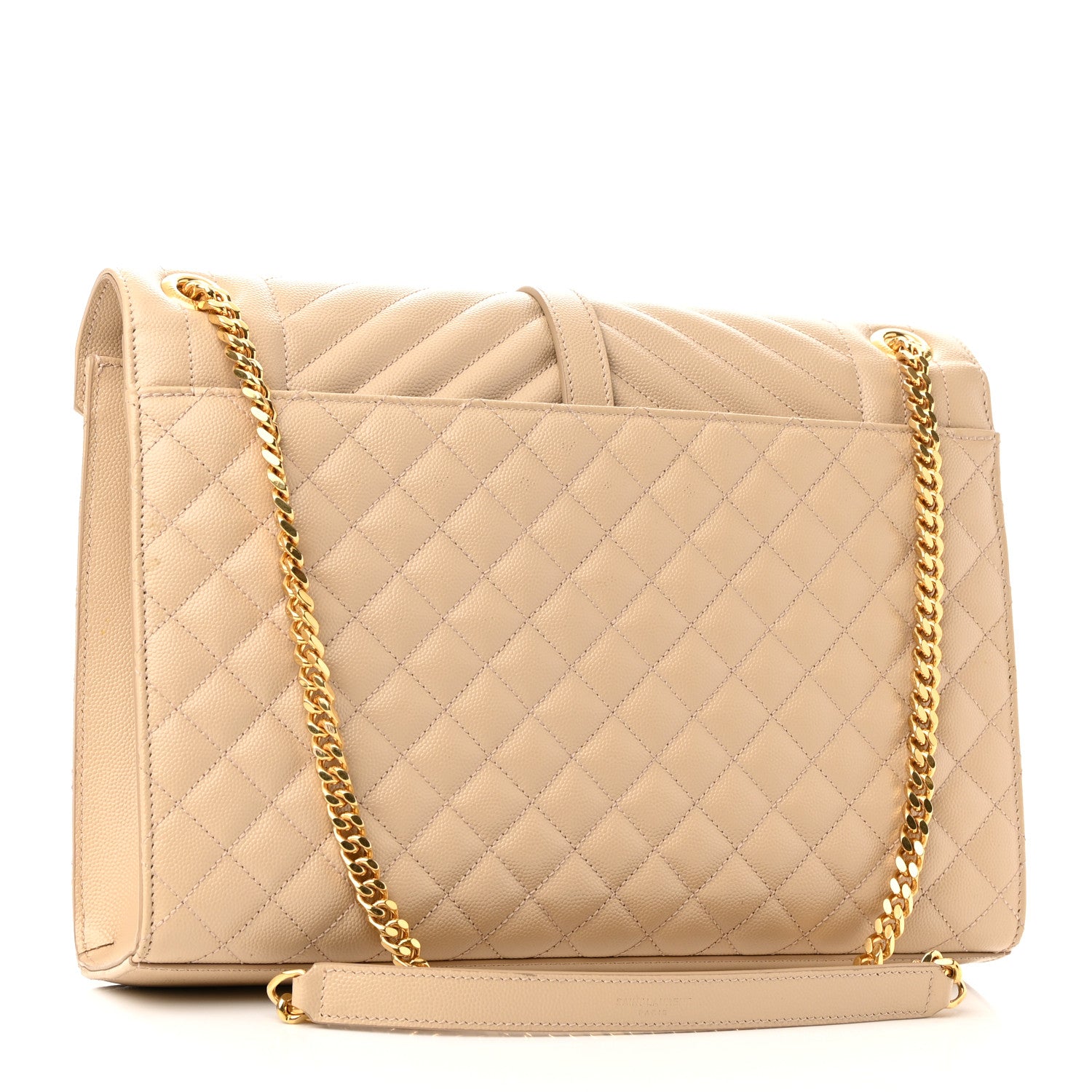 Saint Laurent Grain De Poudre Large Tri-Quilt Monogram Satchel Nude Powder 5 of 10