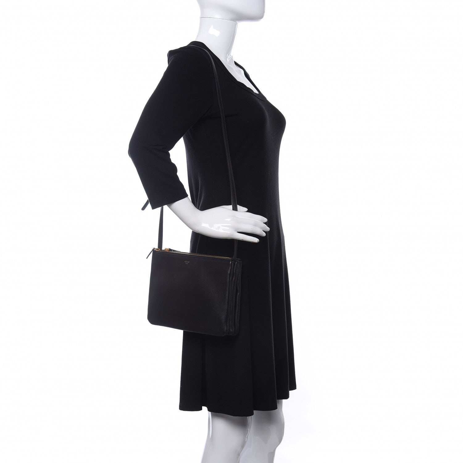 Celine Lambskin Large Trio Crossbody Bag Black 2 of 14