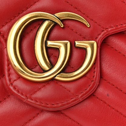 Gucci Calfskin Matelasse Mini GG Marmont Chain Wallet Hibiscus Red 11 of 12