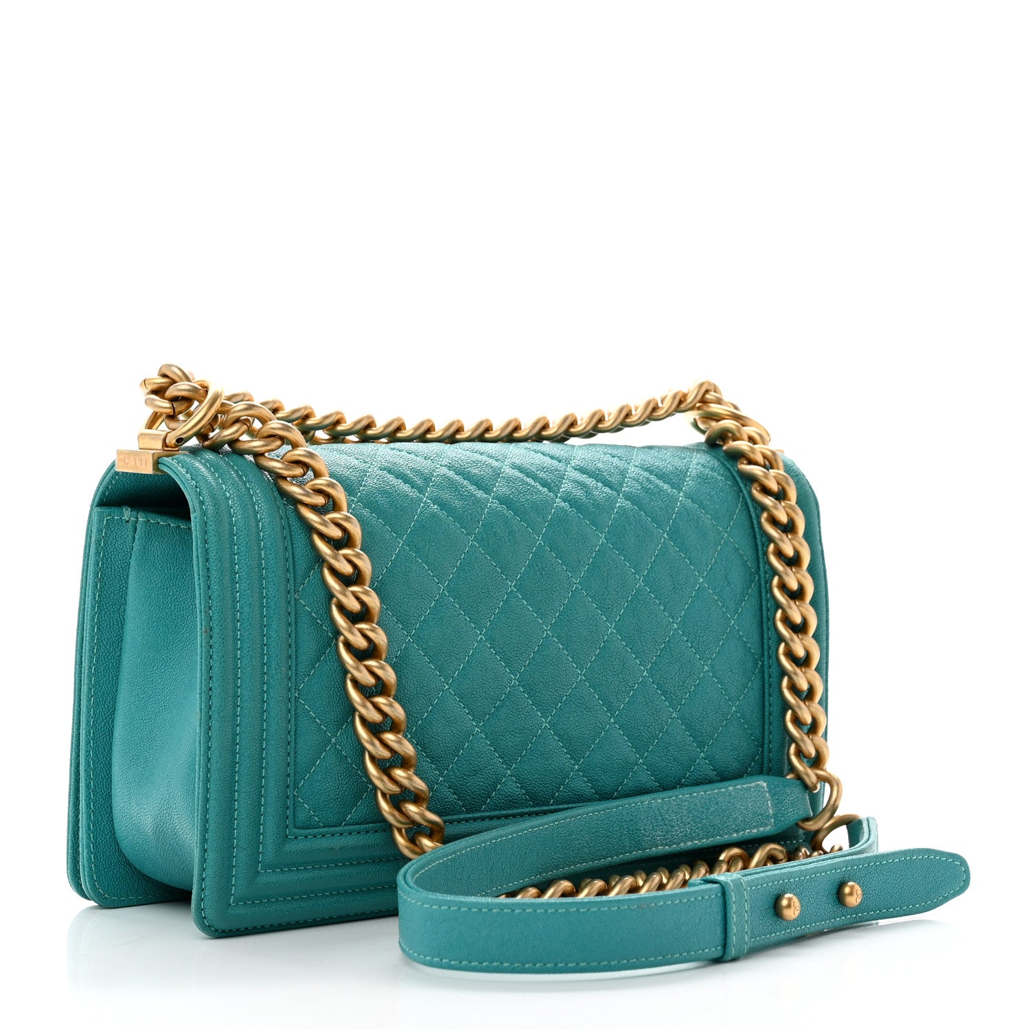 Chanel Caviar Quilted Medium Boy Flap Turquoise 2 of 9