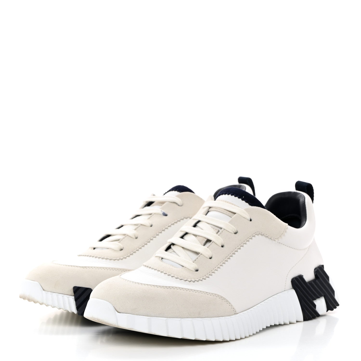 Hermes Goatskin Suede Goatskin Bouncing Sneakers 41 White 3 of 9